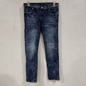 Kroix Premium Denim Women's Rhinestone Studded Jeans, Dark Wash, Size 16